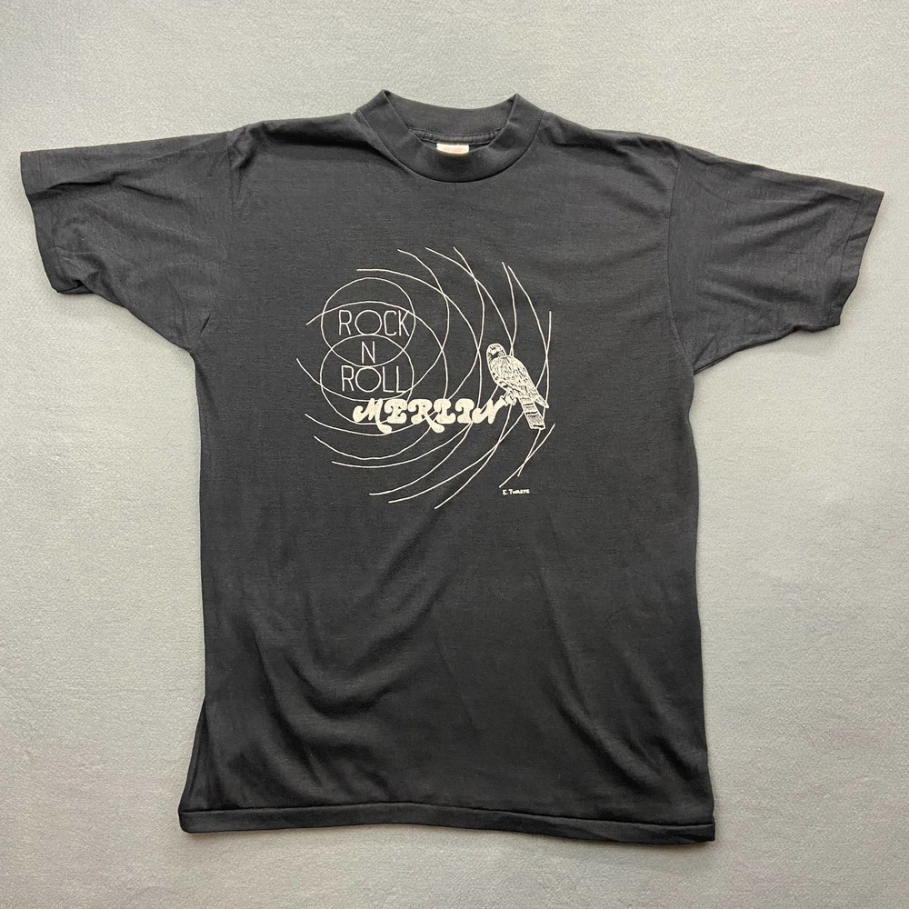 Vintage  Rock N Roll Merlin T-Shirt Black Bantams Tag Made In USA